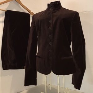 💕 CHAPS SUIT 100% COTTON SZ 6 BROWN VELOR/Velvet